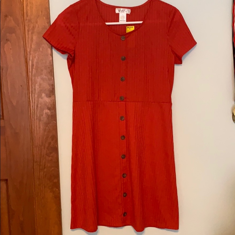 ribbed skater girl dress with Buttons